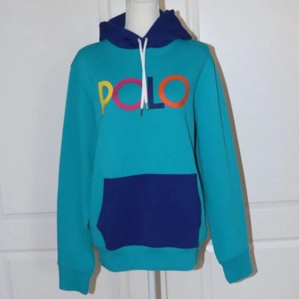 Polo Ralph Lauren Men's Spectre Hoodie Sweatshirt Deep Aqua Medium Colorblock